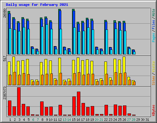 Daily usage for February 2021